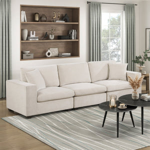 English Elm Contemporary Three Seat Chenille Sofa with Dacron Cushions for Modern Living Rooms B011S02566