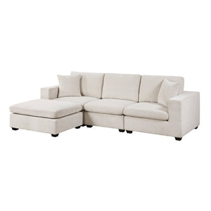 English Elm Contemporary Chenille Modular Sectional with Ottoman for Stylish Living Room Comfort B011S02567