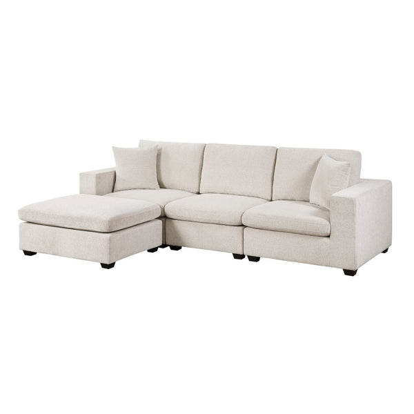 English Elm Contemporary Chenille Modular Sectional with Ottoman for Stylish Living Room Comfort B011S02567