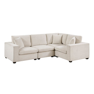 English Elm Contemporary Beige Chenille Modular Sectional with Dacron Cushions for Living Rooms B011S02568