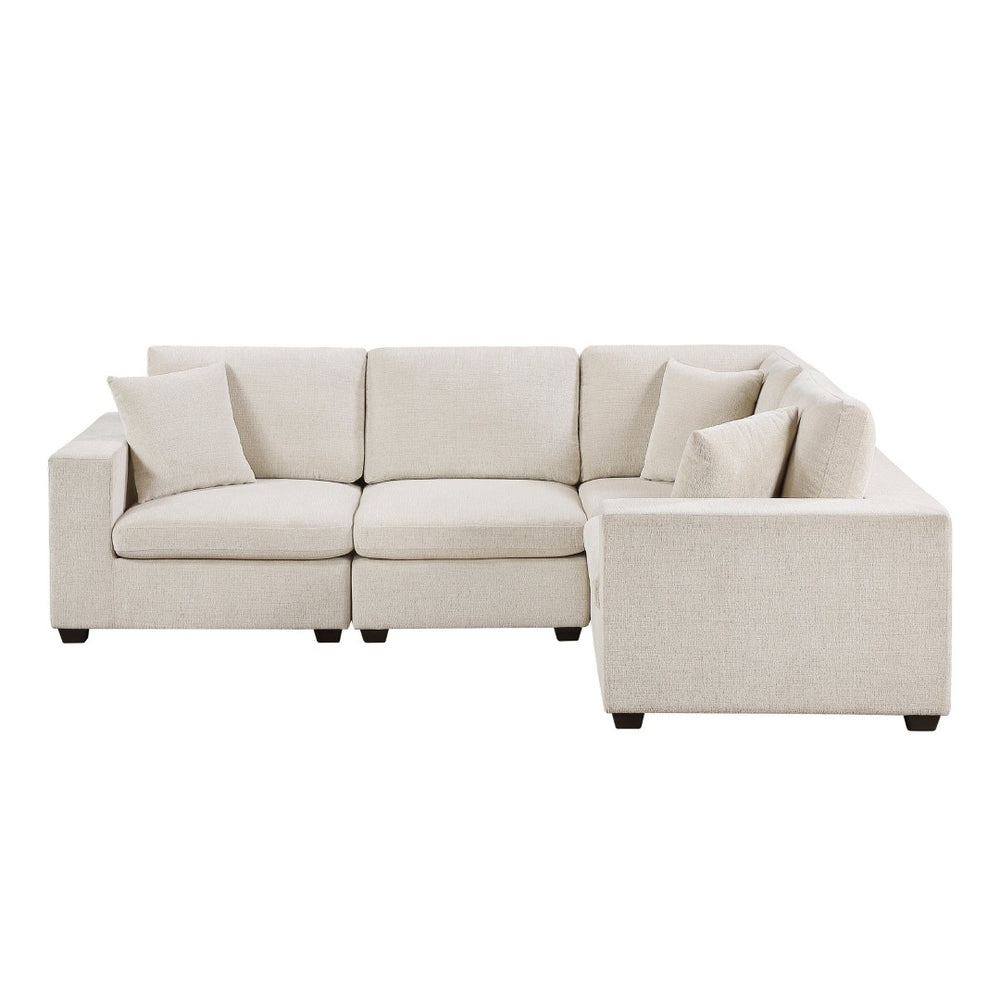 English Elm Contemporary Beige Chenille Modular Sectional with Dacron Cushions for Living Rooms B011S02568