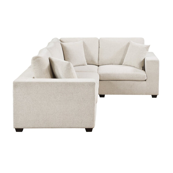 English Elm Contemporary Beige Chenille Modular Sectional with Dacron Cushions for Living Rooms B011S02568