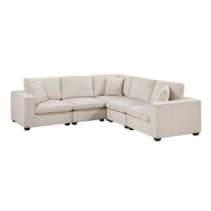 English Elm Contemporary Five Piece Chenille Sectional Sofa with Modular L Shape Living Room Seating B011S02569
