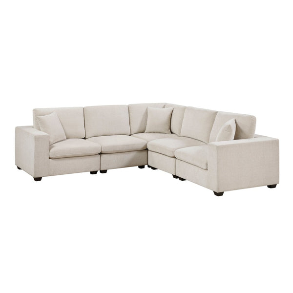 English Elm Contemporary Five Piece Chenille Sectional Sofa with Modular L Shape Living Room Seating B011S02569