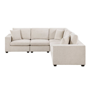English Elm Contemporary Five Piece Chenille Sectional Sofa with Modular L Shape Living Room Seating B011S02569