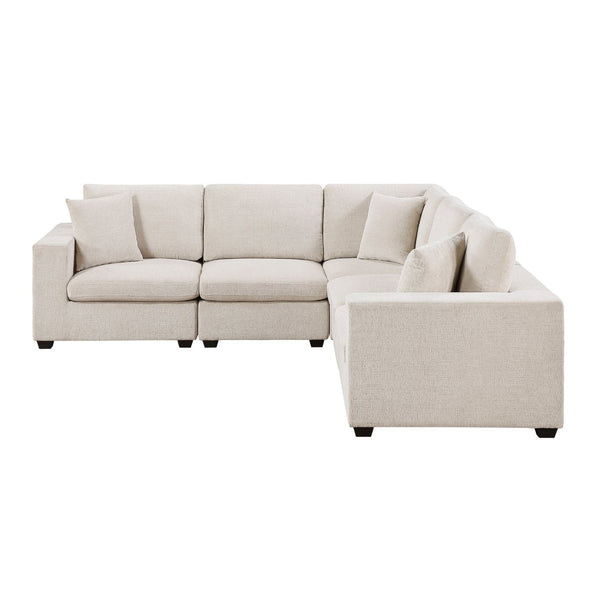 English Elm Contemporary Five Piece Chenille Sectional Sofa with Modular L Shape Living Room Seating B011S02569