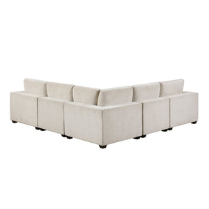 English Elm Contemporary Five Piece Chenille Sectional Sofa with Modular L Shape Living Room Seating B011S02569