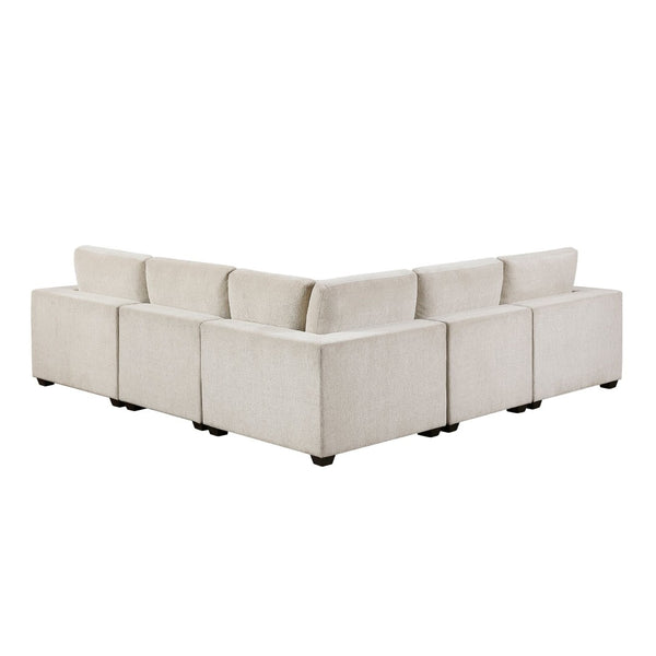 English Elm Contemporary Five Piece Chenille Sectional Sofa with Modular L Shape Living Room Seating B011S02569
