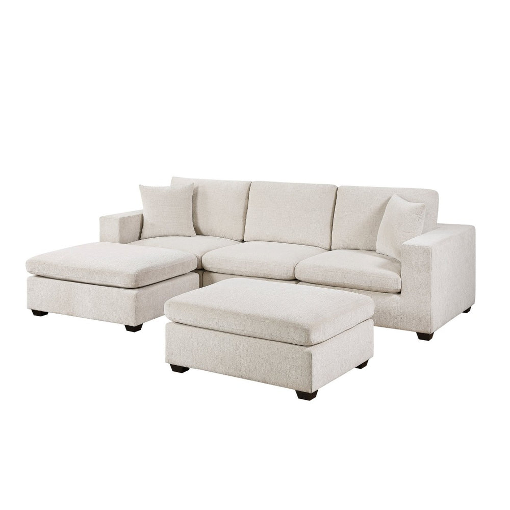 English Elm Contemporary Five Piece Chenille Sectional with Dual Ottomans for Cozy Living Spaces B011S02571