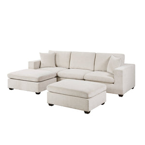 English Elm Contemporary Five Piece Chenille Sectional with Dual Ottomans for Cozy Living Spaces B011S02571
