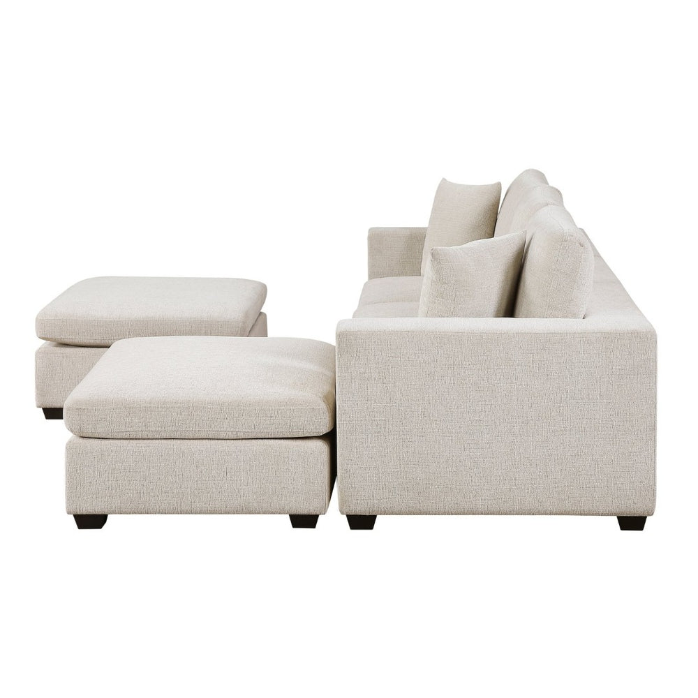 English Elm Contemporary Five Piece Chenille Sectional with Dual Ottomans for Cozy Living Spaces B011S02571