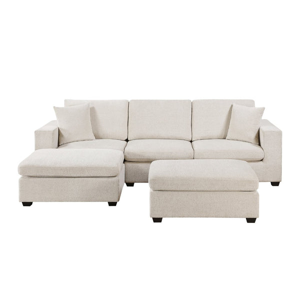 English Elm Contemporary Five Piece Chenille Sectional with Dual Ottomans for Cozy Living Spaces B011S02571