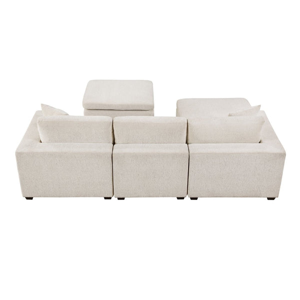 English Elm Contemporary Five Piece Chenille Sectional with Dual Ottomans for Cozy Living Spaces B011S02571
