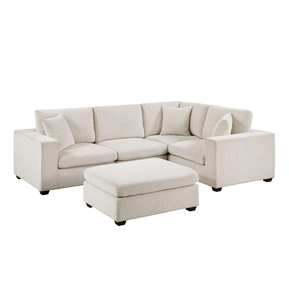English Elm Contemporary Five Piece Chenille Modular Sectional with Ottoman for Living Room B011S02572