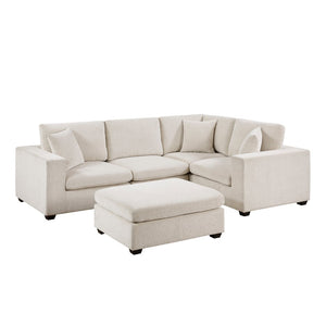 English Elm Contemporary Five Piece Chenille Modular Sectional with Ottoman for Living Room B011S02572