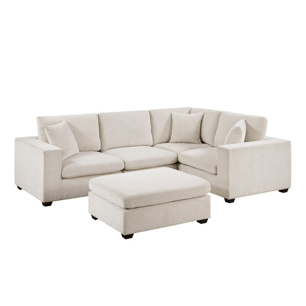 English Elm Contemporary Five Piece Chenille Modular Sectional with Ottoman for Living Room B011S02572
