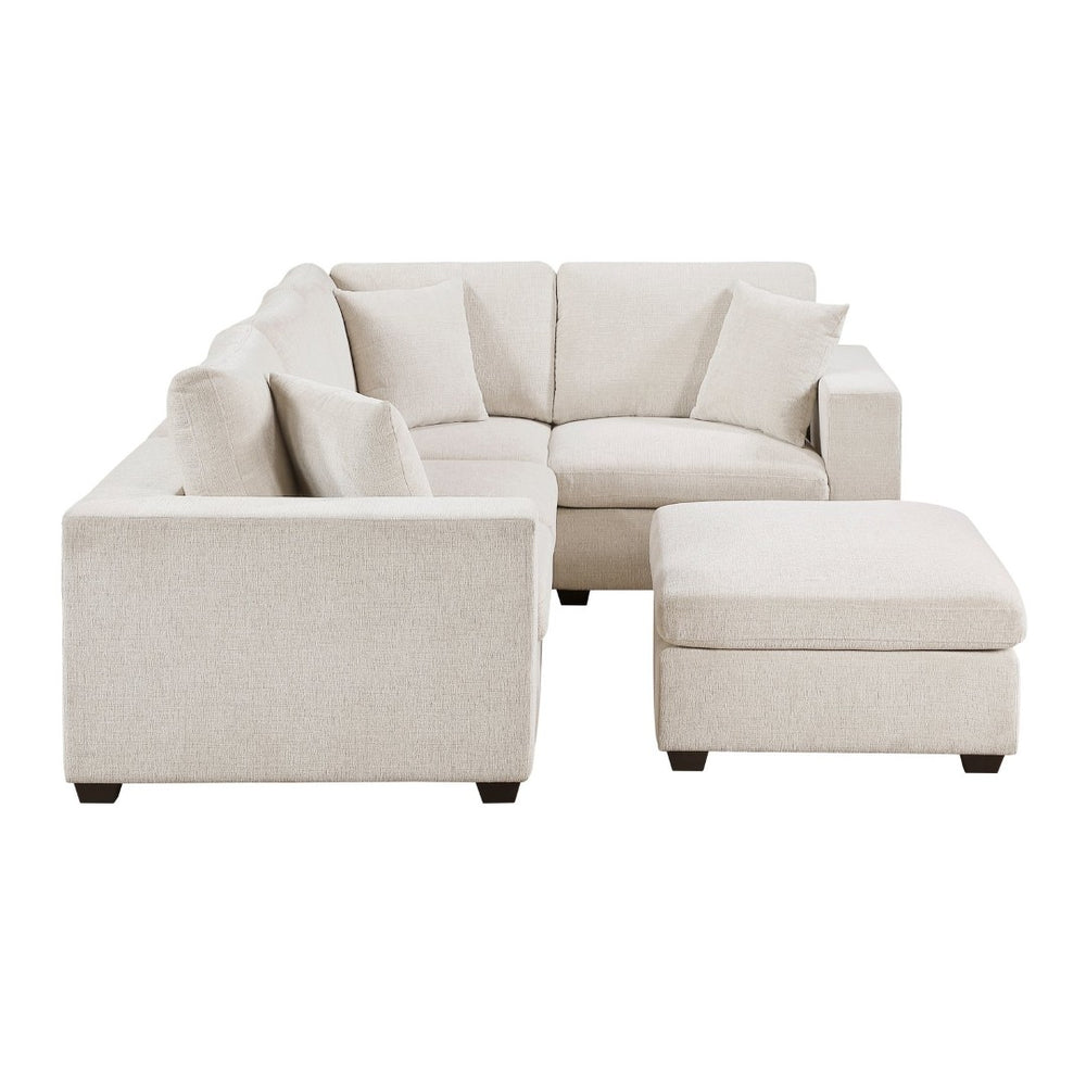 English Elm Contemporary Five Piece Chenille Modular Sectional with Ottoman for Living Room B011S02572