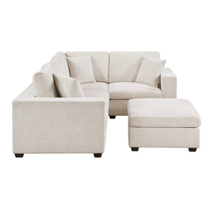 English Elm Contemporary Five Piece Chenille Modular Sectional with Ottoman for Living Room B011S02572