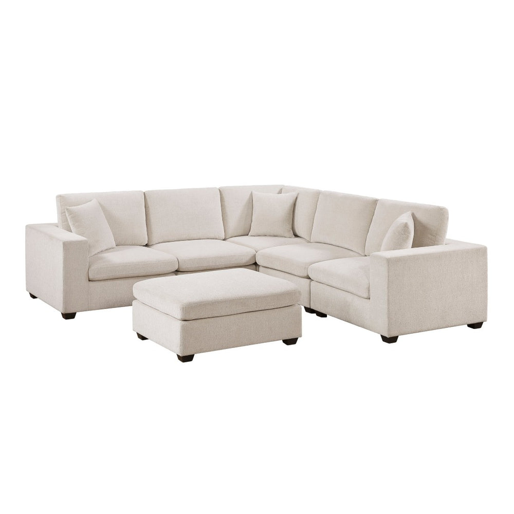 English Elm Contemporary Six Piece Modular Sectional Chenille Sofa with Ottoman for Living Room B011S02573