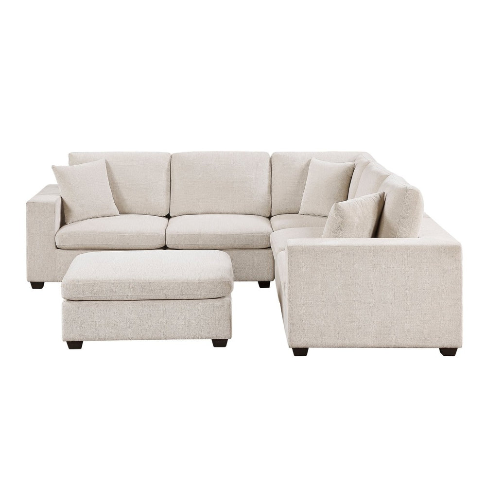 English Elm Contemporary Six Piece Modular Sectional Chenille Sofa with Ottoman for Living Room B011S02573