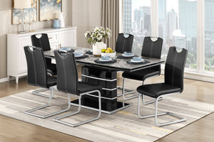 English Elm Modern Sintered Stone Expandable Dining Table with Sculptural Pedestal Base Seats Six B011S02574