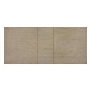 English Elm Modern Oak Veneer Extendable Dining Table with U-shaped Pedestal and Metallic Trim B011S02577