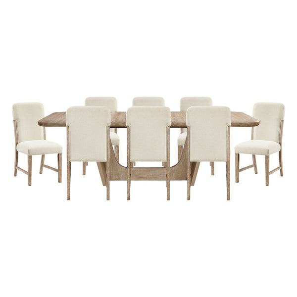 English Elm Beautiful Oak Veneer Extendable Dining Set Eight Upholstered Chenille Chairs Farmhouse B011S02584