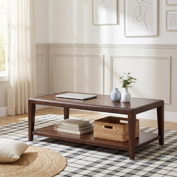 English Elm 3Pc Walnut Veneer Living Room Set with Brass Pulls Open Shelves Mid-Century Modern Style B011S02586
