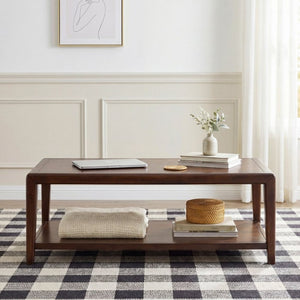 English Elm 3Pc Walnut Veneer Living Room Set with Brass Pulls Open Shelves Mid-Century Modern Style B011S02586