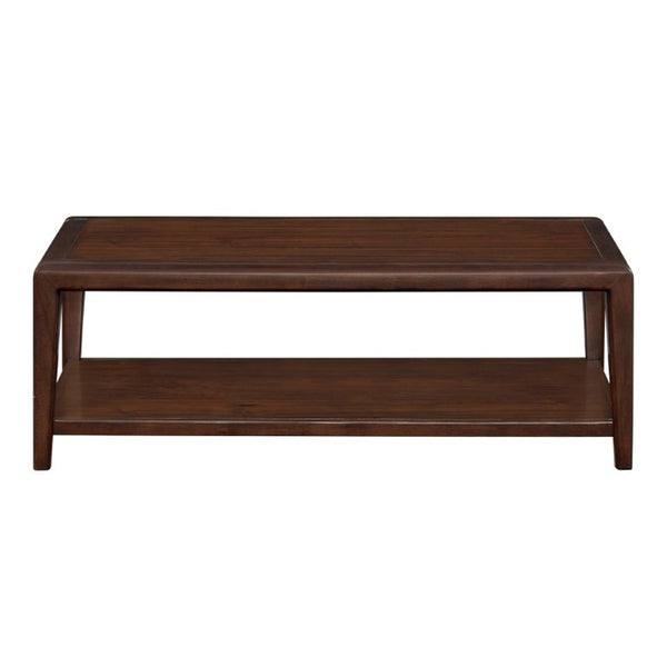 English Elm 3Pc Walnut Veneer Living Room Set with Brass Pulls Open Shelves Mid-Century Modern Style B011S02586
