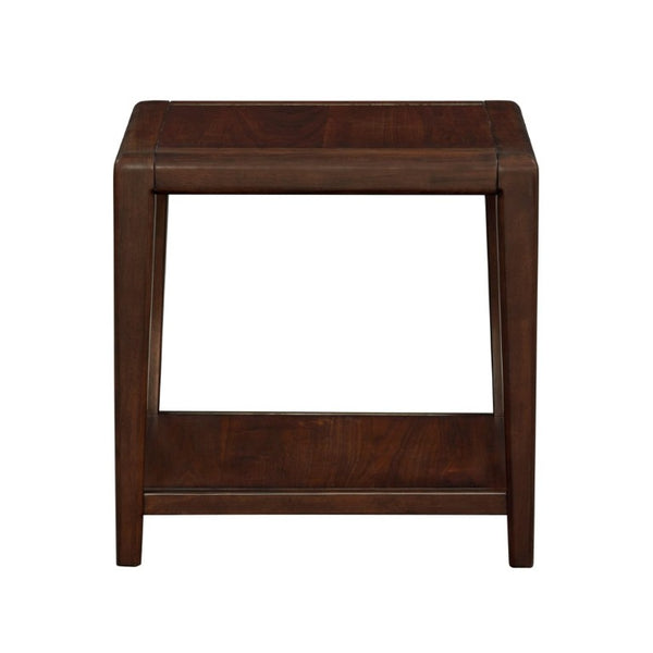 English Elm 3Pc Walnut Veneer Living Room Set with Brass Pulls Open Shelves Mid-Century Modern Style B011S02586