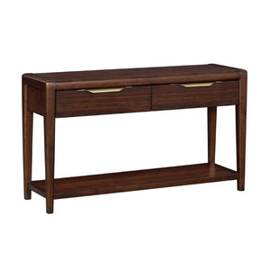 English Elm 3Pc Walnut Veneer Living Room Set with Brass Pulls Open Shelves Mid-Century Modern Style B011S02586