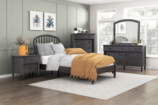 English Elm Elegant Spindle Arch Twin Platform Bed Espresso Wood Jenny Lind Farmhouse Frame B011S02587