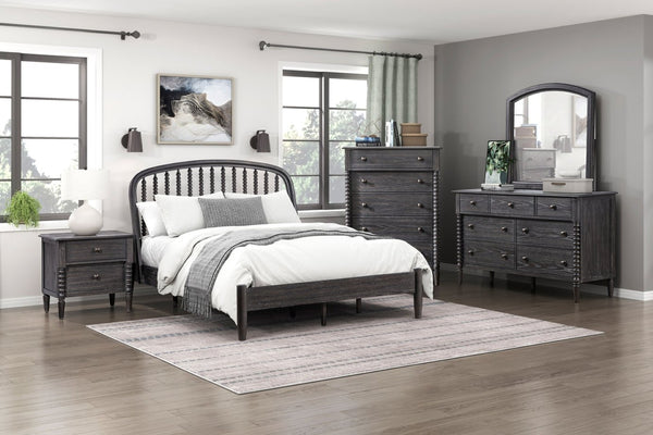 English Elm Elegant Espresso Platform Full Bed Spindle Headboard Farmhouse Wooden Frame B011S02588