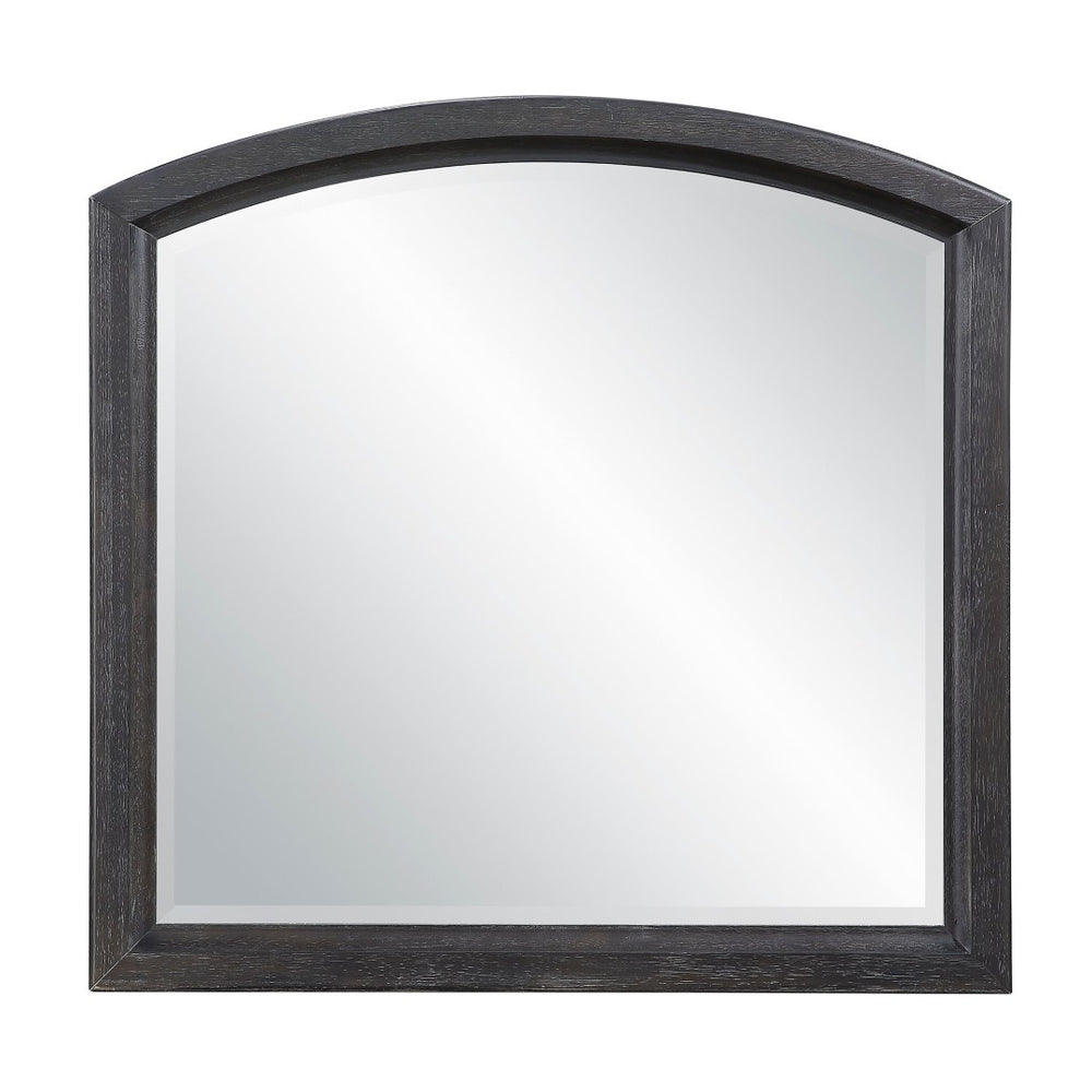 English Elm Espresso Oak Seven Drawer Double Dresser with Mirror Gunmetal Hardware Farmhouse Bedroom B011S02589