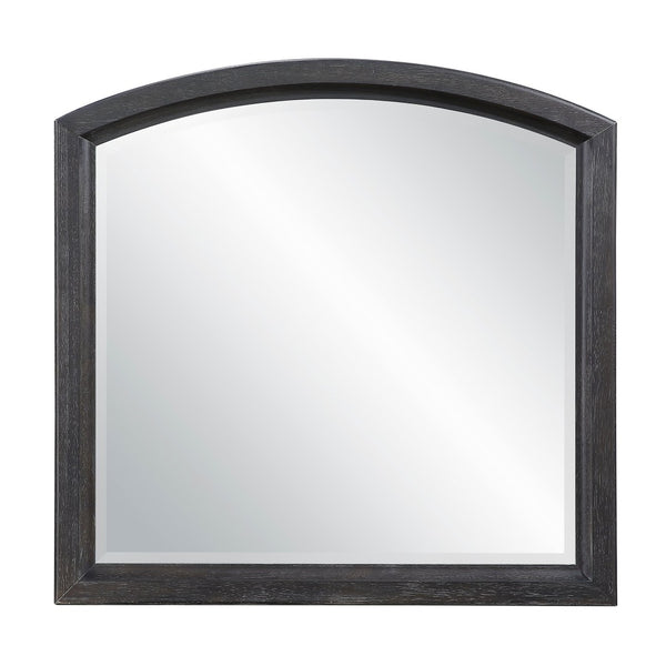 English Elm Espresso Oak Seven Drawer Double Dresser with Mirror Gunmetal Hardware Farmhouse Bedroom B011S02589