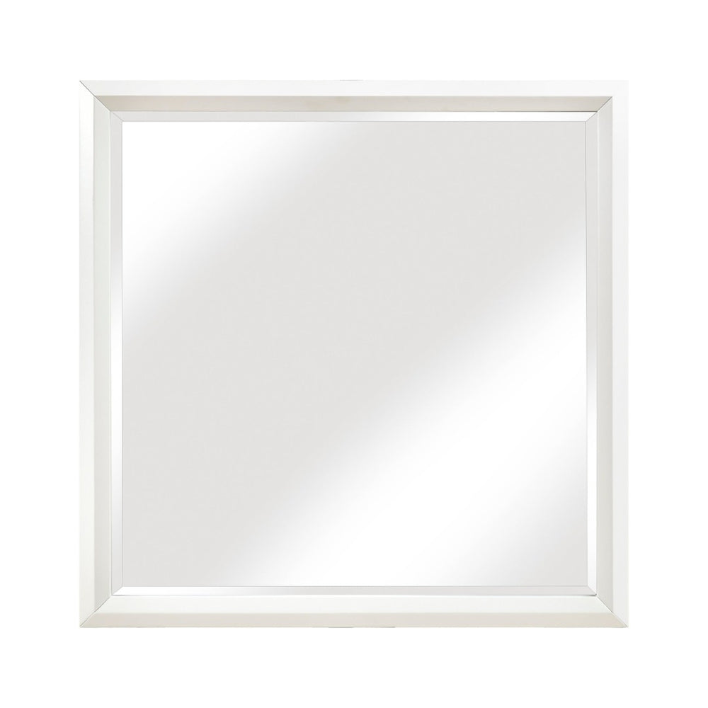 English Elm Contemporary Pearl White 8 Drawer Dresser Mirror Set with Diamond Embossed Glam Detail B011S02590