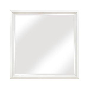 English Elm Contemporary Pearl White 8 Drawer Dresser Mirror Set with Diamond Embossed Glam Detail B011S02590