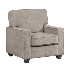 English Elm Contemporary Three Piece Living Room Set with Chenille Upholstery and Pocket Coil Support Taupe B011S02595
