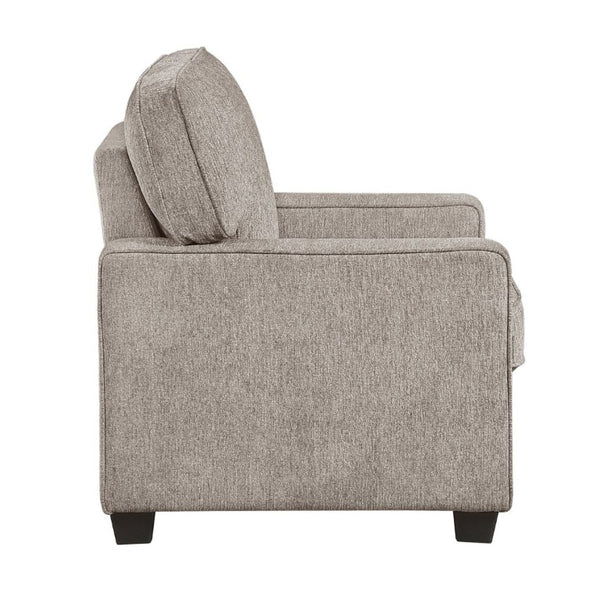 English Elm Contemporary Three Piece Living Room Set with Chenille Upholstery and Pocket Coil Support Taupe B011S02595
