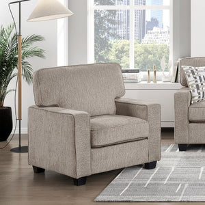 English Elm Contemporary Three Piece Living Room Set with Chenille Upholstery and Pocket Coil Support Taupe B011S02595