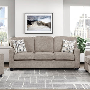 English Elm Contemporary Three Piece Living Room Set with Chenille Upholstery and Pocket Coil Support Taupe B011S02595