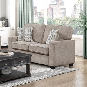 English Elm Contemporary Three Piece Living Room Set with Chenille Upholstery and Pocket Coil Support Taupe B011S02595