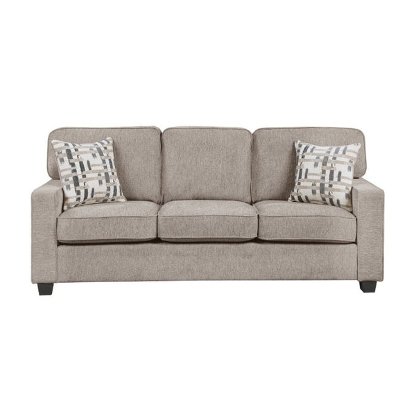 English Elm Contemporary Three Piece Living Room Set with Chenille Upholstery and Pocket Coil Support Taupe B011S02595