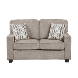 English Elm Contemporary Three Piece Living Room Set with Chenille Upholstery and Pocket Coil Support Taupe B011S02595