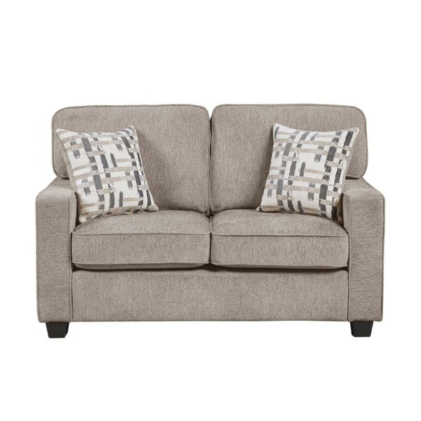 English Elm Contemporary Three Piece Living Room Set with Chenille Upholstery and Pocket Coil Support Taupe B011S02595