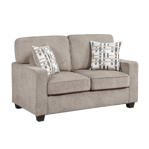 English Elm Contemporary Three Piece Living Room Set with Chenille Upholstery and Pocket Coil Support Taupe B011S02595