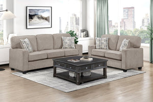 English Elm Contemporary Chenille Sofa and Loveseat Set with Pocket Coil Support for Living Rooms Taupe B011S02596