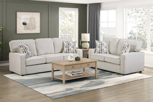 English Elm Contemporary Chenille Sofa and Loveseat Set with Pocket Coil Support for Living Rooms Beige B011S02597