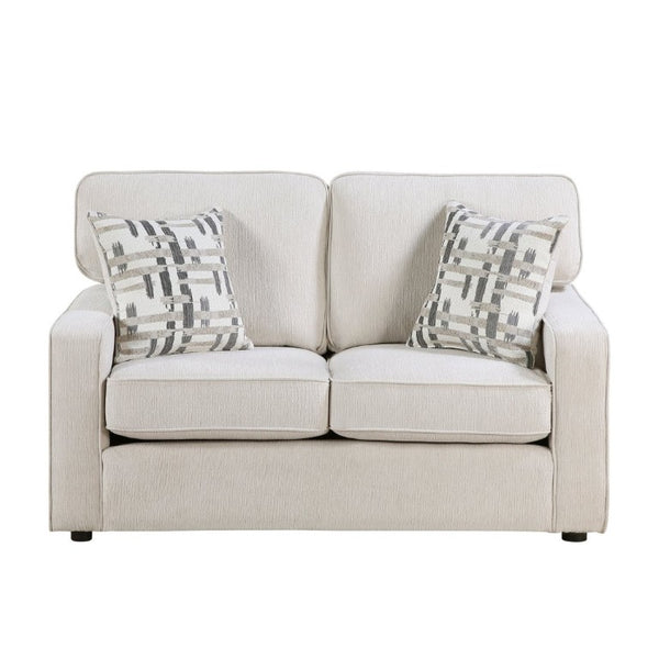 English Elm Contemporary Chenille Sofa and Loveseat Set with Pocket Coil Support for Living Rooms Beige B011S02597